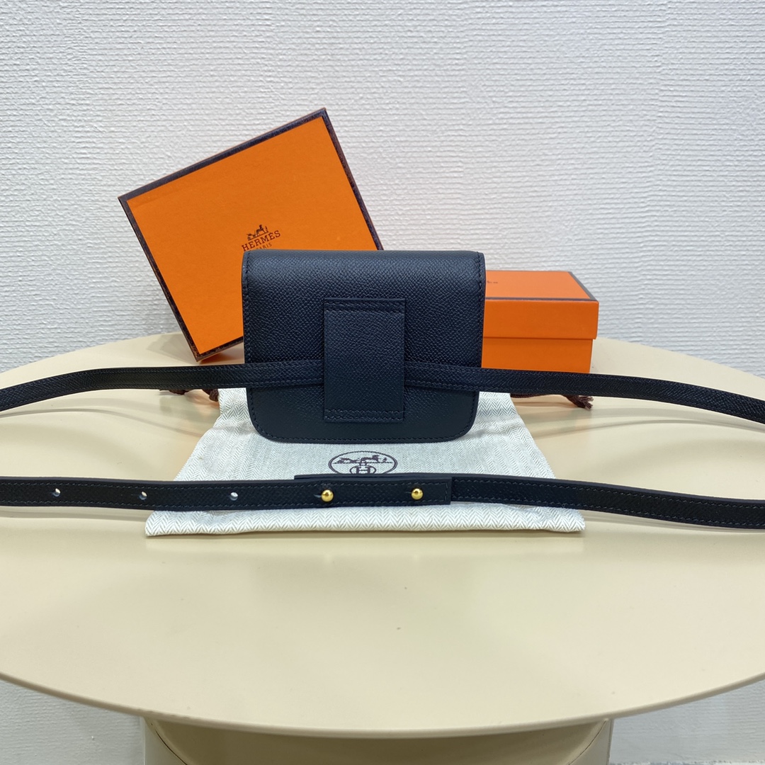 Hermes Constance Slim Wallet Belt Bag In Black Epsom Leather